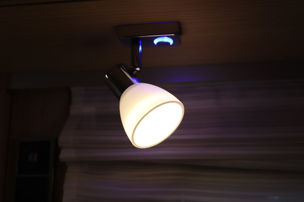 Hymer LED Opbouwspot - 12V - Geborsteld Nikkel - Glas Wit