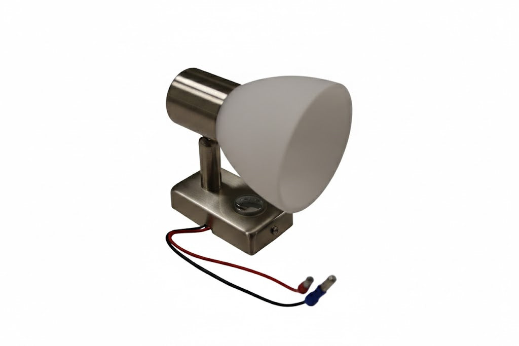 Hymer LED Opbouwspot - 12V - Geborsteld Nikkel - Glas Wit